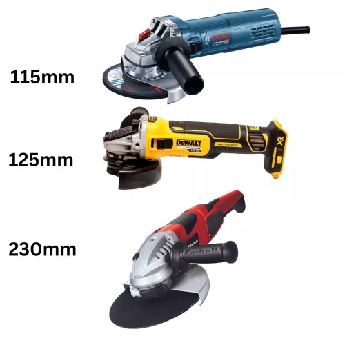 Angle Grinder Sizes UK -Chart In Inches and MM