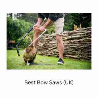 man cutting a tree and log with a bow saw