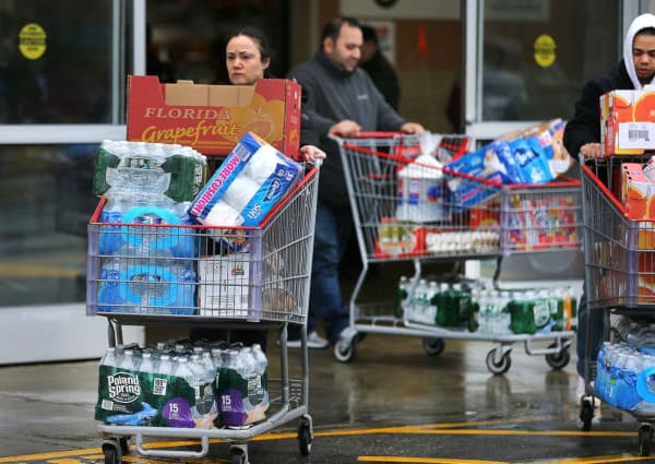 Picture of People Stockpiling Supplies from the Grocery Store