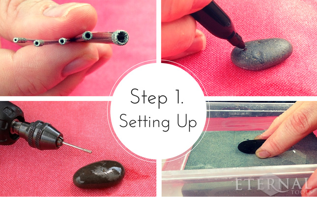 How to Drill holes in pebbles, small beach and garden stones by Eternal Tools. Step 1. Setting Up