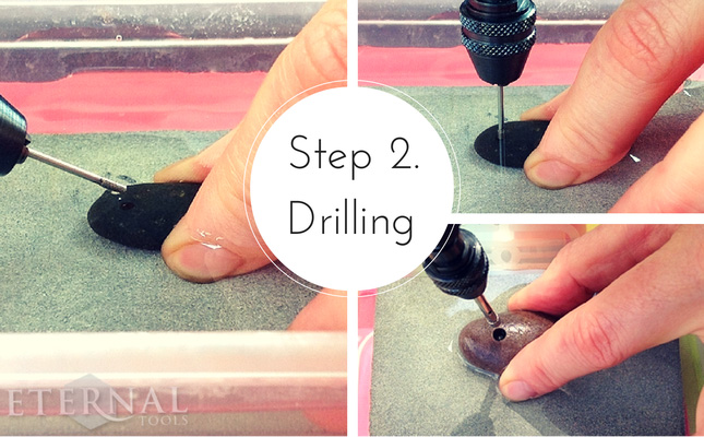 How To Drill Pebbles and Beach stones. Step 2. Drilling