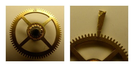 Repair of a carriage clock wheel by dovetailing a new tooth in using a diamond slitting disc from Eternal Tools