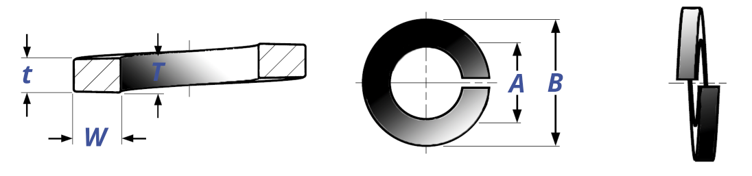 Regular & High Alloy Split Helical Spring Lockwashers Drawing